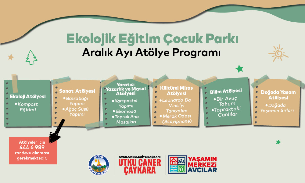 EKOLOJİK EĞİTİM ÇOCUK PARKI ARALIK AYI ATÖLYE PROGRAMI (ATÖLYE)